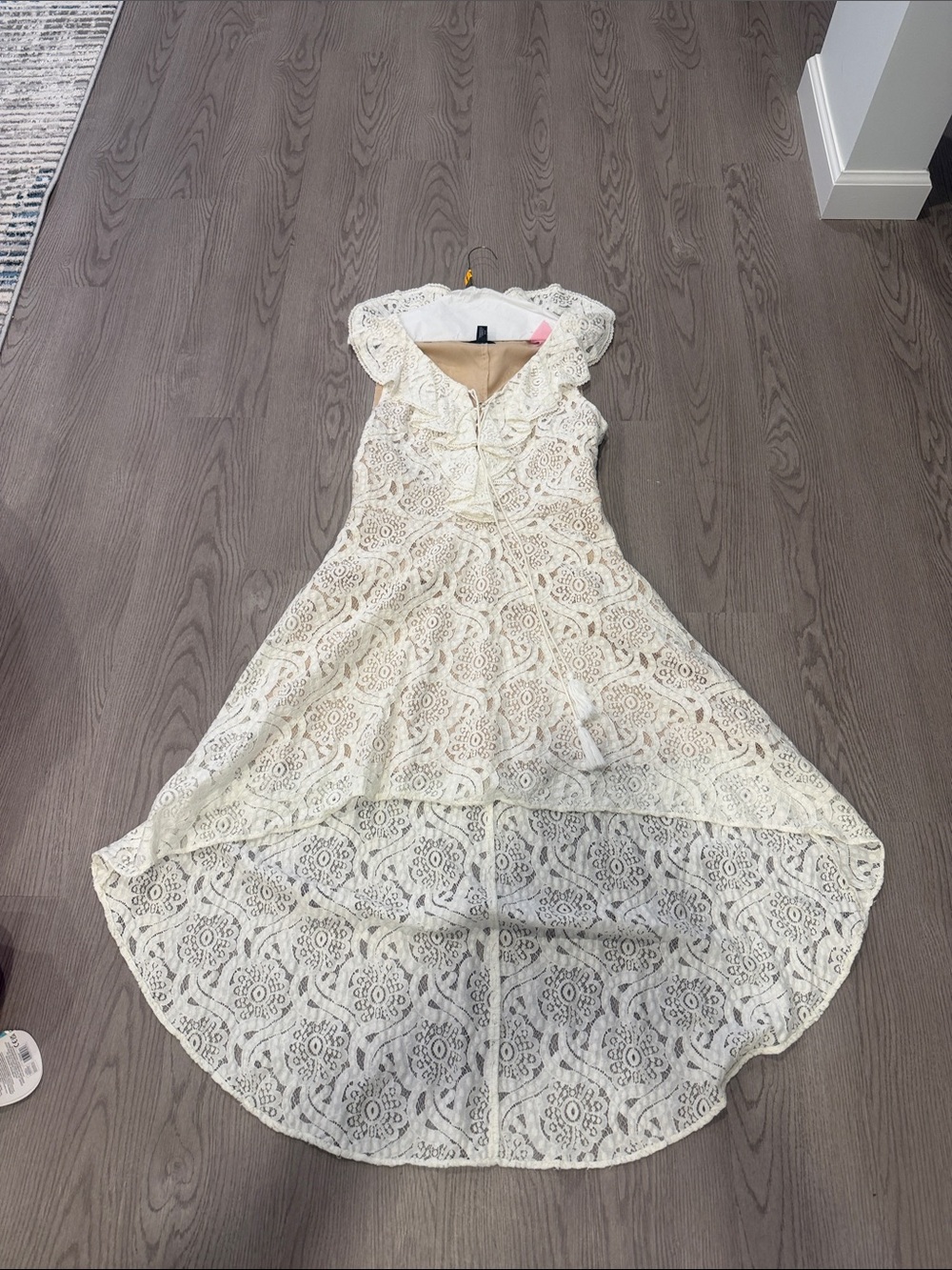 Aqua Cream Lace High-Low Formal Dress for Girls
